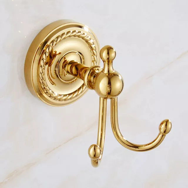 Polished Gold Brass Bathroom Robe Hook Coat Clothes Holder Hanger Robe Hook