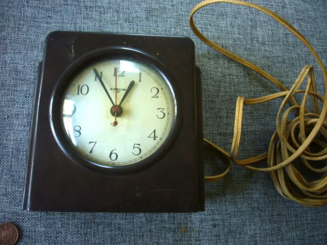 Goblin vintage Art Deco Bakelite electric clock, lovely period piece