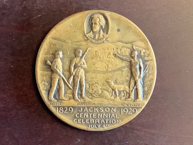 1929 100Th.Anniversary Of Jackson Centennial Bronze Medal 38mm.R-5 Unl. HK-192