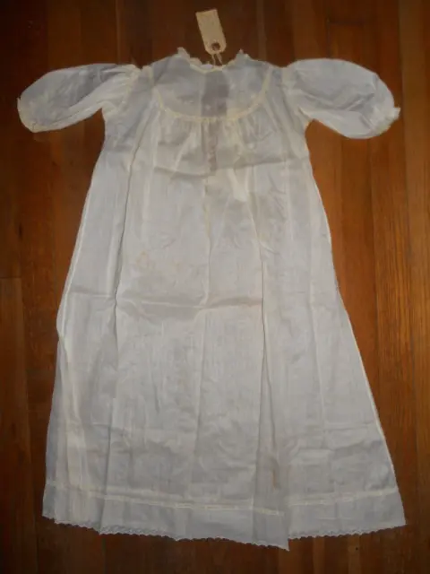 Antique 1880 Handmade Lawn Baby Doll Long Christening Dress Museum Deaccession