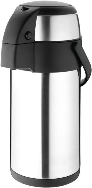 Olympia Pump Action Stainless Steel Double Wall Airpot, 3 Litre Capacity