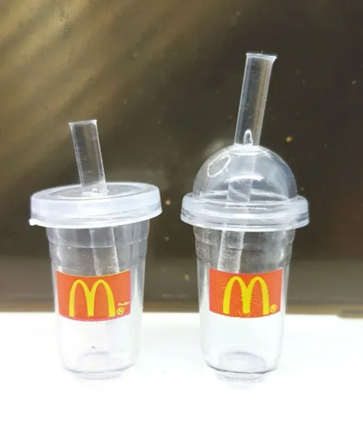 Doll House Accessories - 2 Mini McDonald's Drinking Containers