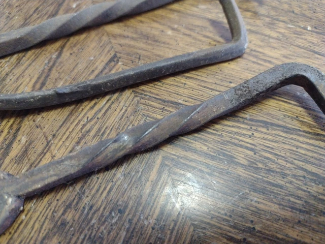 EARLY 1800s Hand Forged Twisted Latch Hook Barn Door Gate Hardware Salvage LOT 3 4