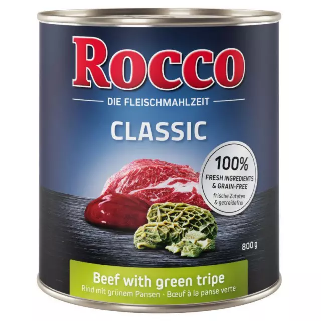 Rocco Classic Adult Beef Green Tripe Grain free Complete Wet Dog Food 6 x 800g