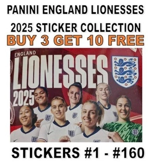 One England Sticker Collection PANINI ENGLAND LIONESSES 2025 Sticker Collection #1 - #160 England ...