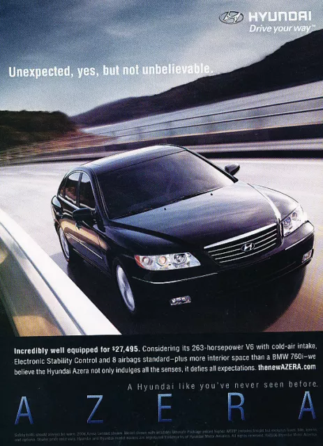 2006 Hyundai Azera - Unexpected - Classic Vintage Advertisement Ad D64