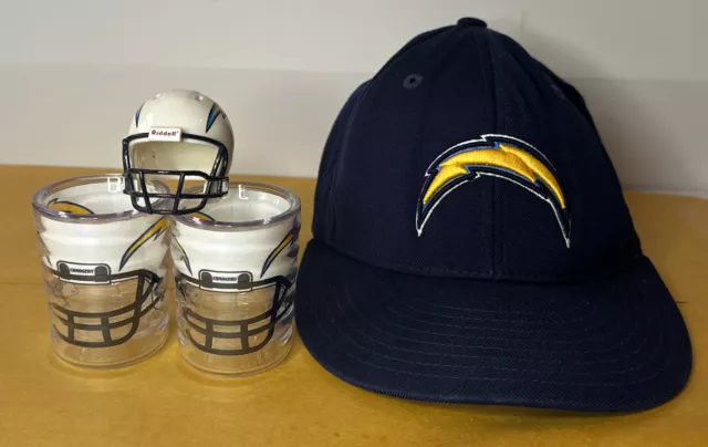 Riddell Mini Helmet, 2 Tervis Shoots Cups Fitted Hat San Diego Chargers NFL