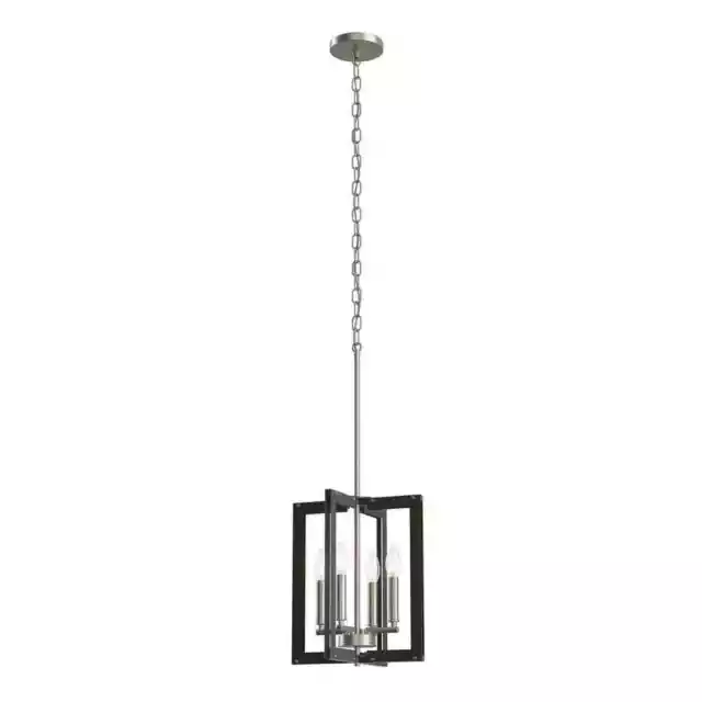 KICHLER Pendroy 4-Light Brushed Nickel and Black Industrial Cage Foyer Pendant