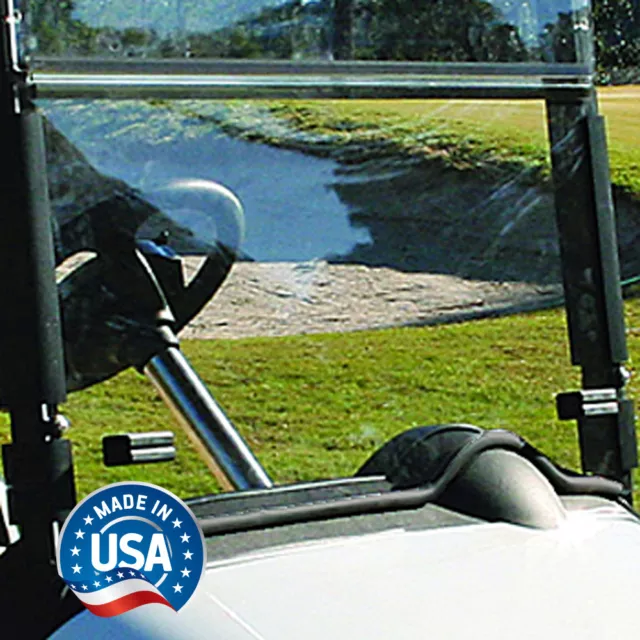 EZGO RXV Clear (with Rubber Trim) Fold Down Golf Cart Windshield - US Made