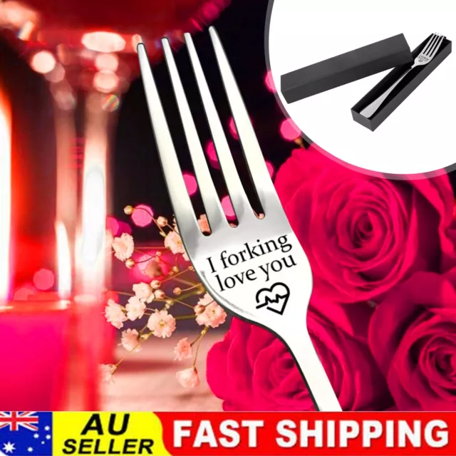 I Forking Love You+Gift Box Engraved Stainless Steel Fork for Family Friends AUS