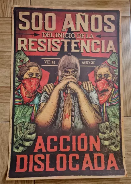 EZLN Guerilla Zapatista Poster 500 YEARS RESISTANCE Mexican Maya Mexico Marcos