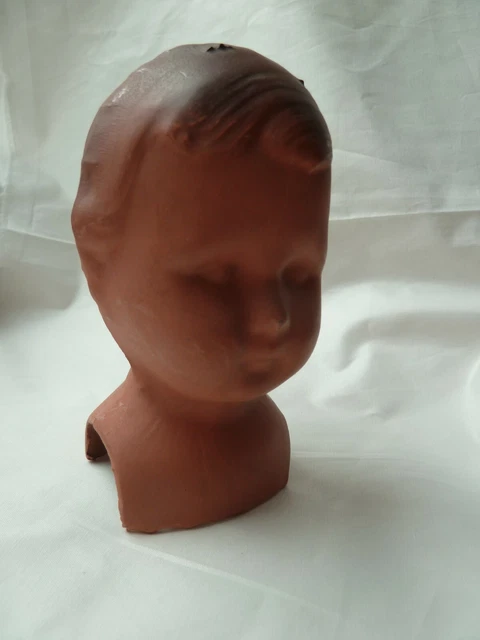 ANCIENNE TETE DE POUPEE EN CARTON BOUILLI ANTIQUE DOLL HEAD