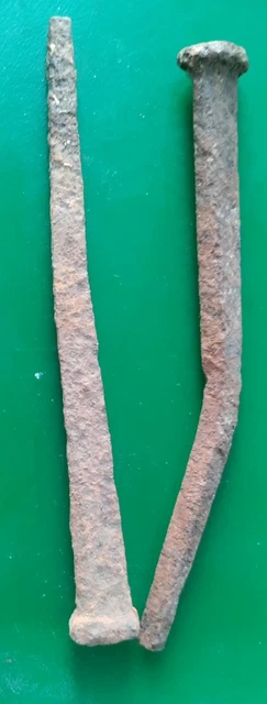 5” large Spikes NAILS 2 old Crucifixion hanger for vigil lamps vintage rust iron