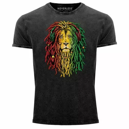 Camicia uomo vintage leone giamaica reaggae musica rasta leone t-shirt