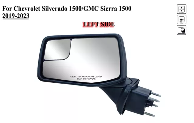 Driver Left Side Mirror Power Heated Manual Fold for 19to24 Chevrolet Silverado