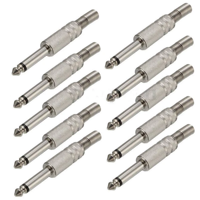 10pcs/pack 1/4'' 6.35mm Male Mono Monaural Audio Cable Jack Connector Plug +f
