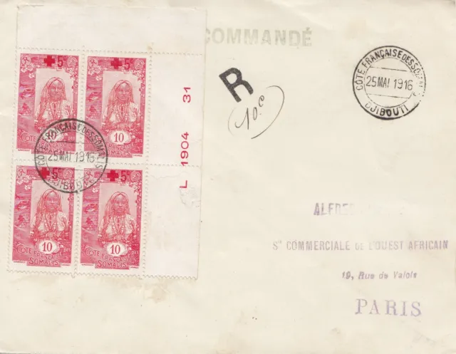Äthiopien:  1916: Cote Francaise des Somalis Djibouti nach Paris