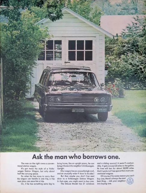 Vintage Print Ad 1966 Volkswagen Bus Station Wagon Deluxe VW