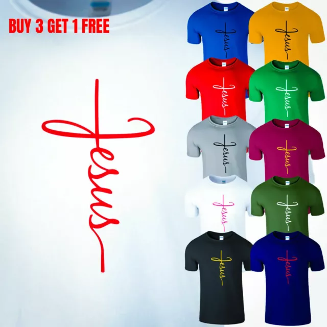 JESUS CROSS MEN T Shirt Christian Religious Bible Faith Christ Church ...