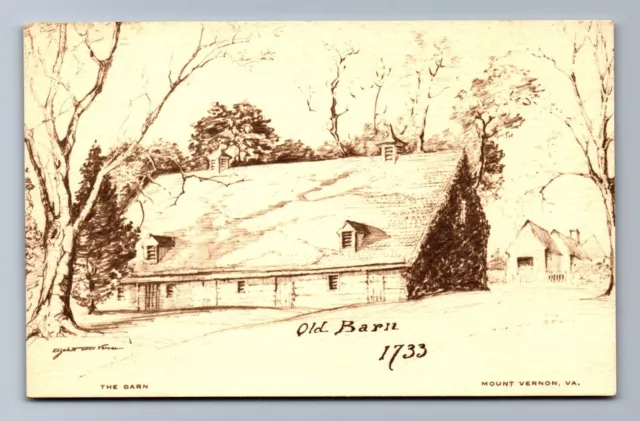 1931 A/S ELIZABETH O'NEILL VERNER, OLD BARN Mount Vernon, VA Ladies Postcard