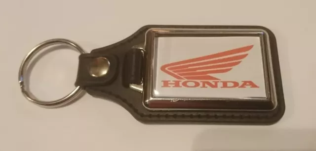 HONDA MOTORCYCLE LOGO LEATHER KEYRING motorbike spares gift idea