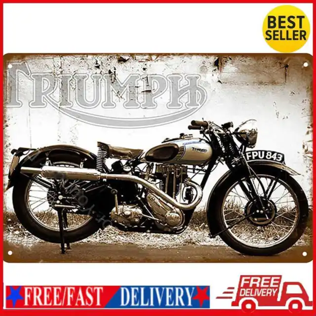 Letrero de motocicleta retro elegante resistente a la intemperie pintura de hierro dibujo de pared (1)