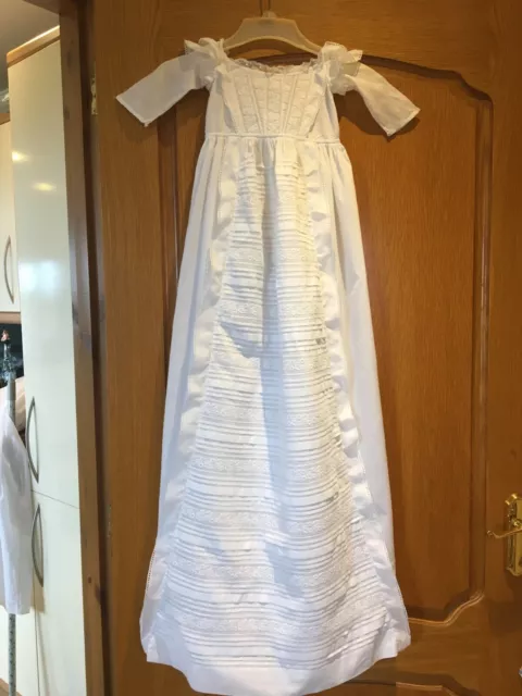 Antique ,baby christening gown, apron front, beautiful lace & pintucks