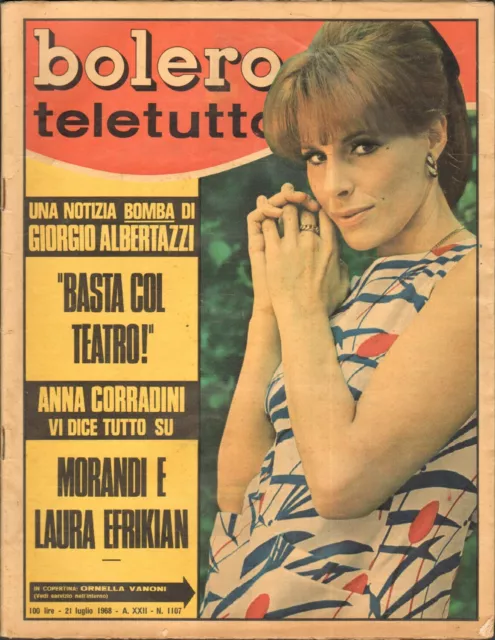 Rivista Bolero Teletutto n. 1107 del 21 Luglio 1968 - In copertina Ornella Va...