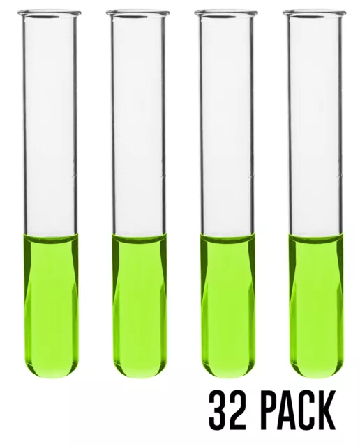 Eisco Labs 30ml Test Tubes, Beaded Rim- Borosilicate 3.3 Glass - 32 Pack