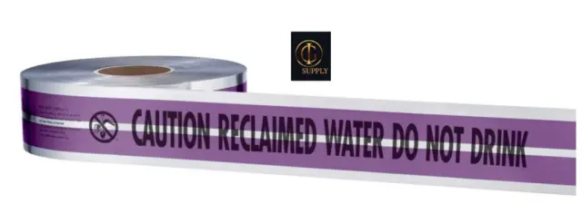 2 ROLLS Empire Level Magnatec Detectable Tape 1000 x 3 CAUTION RECLAIMED WATER