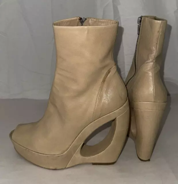 38.5/8.5 ❤️ Ann Demeulemeester Botines Desnudos Recorte Escultural Tacón de Cuña