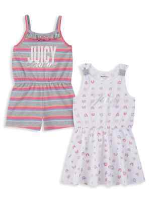 Juicy Couture Girl's 2-Piece Multicolor Cotton Blend Striped Romper & Dress Set