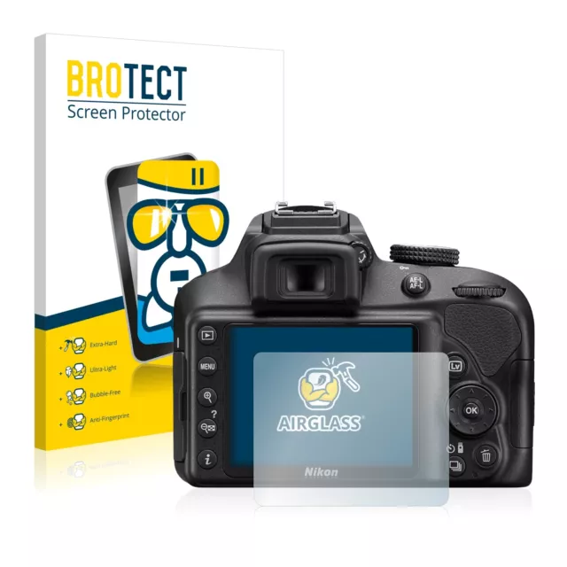 BROTECT Flexible Protector Pantalla para Nikon D3400 Robusto Cristal Pelicula