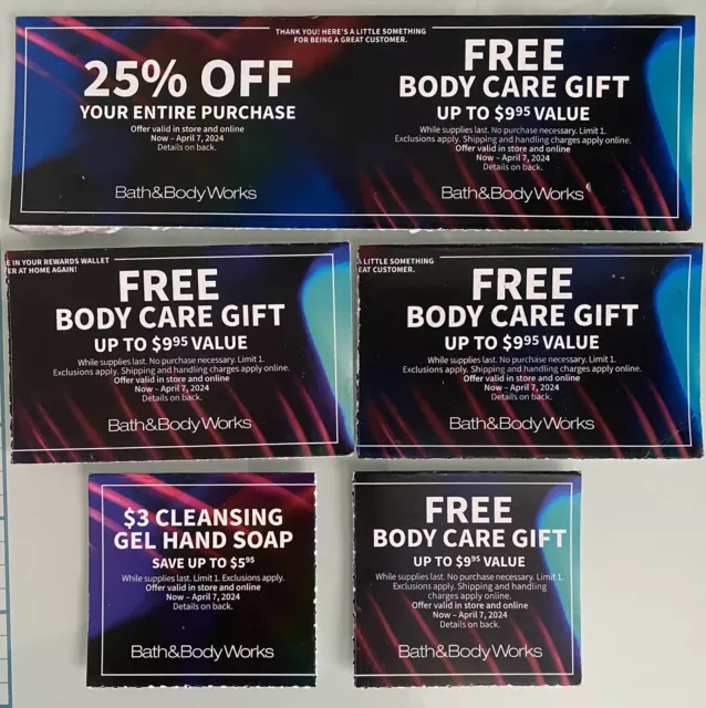 BATH & BODY WORKS COUPONS Exp.  4-7-24