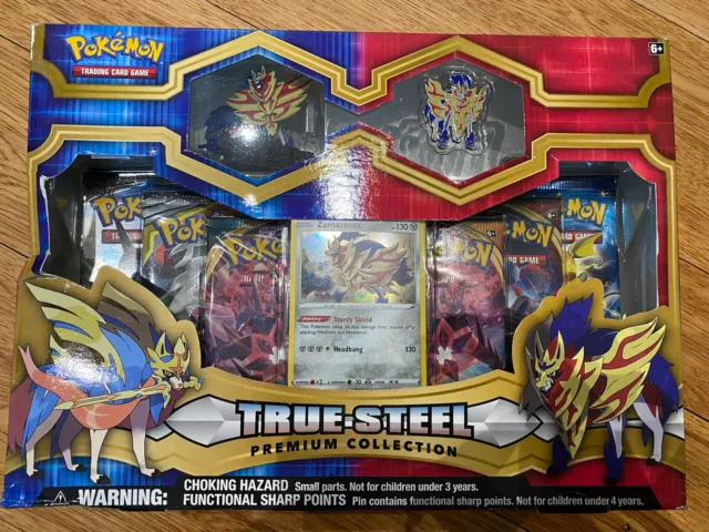 Pokémon TCG: True Steel Premium Collection- Featuring Zacian- Includes Foil  Card, Finey Sculpted Figure, Pin, and 6 Booster Packs 