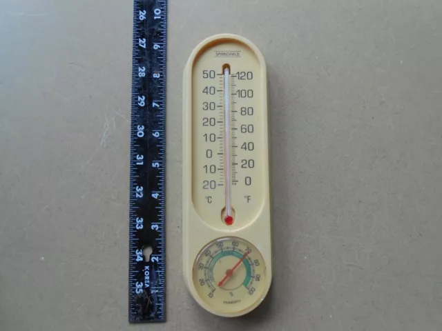 Vintage Springfield Thermometer And Humidity Gauge, Hard Plastic