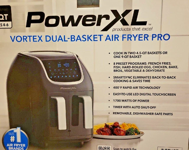 POWERXL DUALBASKET VORTEX Air Fryer Pro 7in1, 9 qt. Open Box 149.99