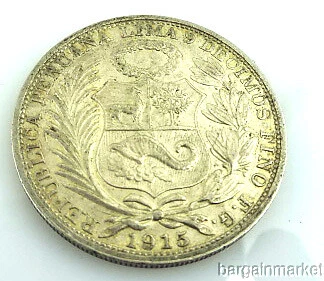 1915 PERU Un Sol Silver Coin