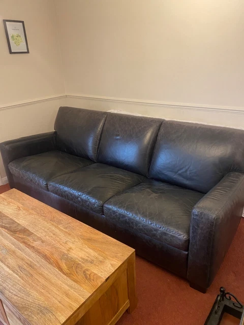 BLACK VINTAGE REALLY leather NEXT Darwin sofa 3 4 seater 500.00