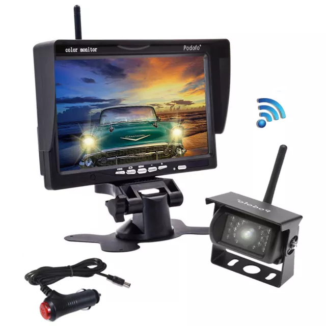 Wireless Backup Rear View Camera System Car 7" Monitor Night Vision For Truck RV