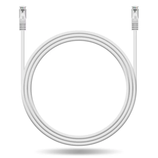 3m RJ45 Patchkabel mit CAT7 Rohkabel - S/FTP Netzwerkkabel LAN DSL Kabel weiß 2