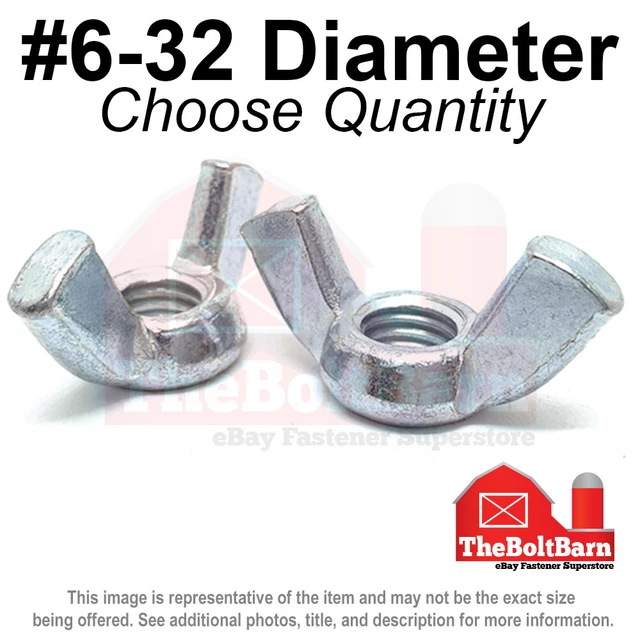 #6-32 Wing Nuts Zinc Plated COARSE Thread (Pick Quantity)