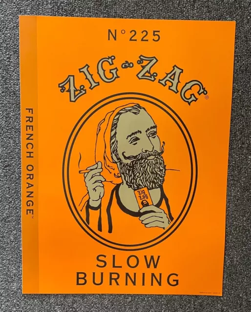 ZIG ZAG No 225 French Orange Slow Burning Rolling Paper Sticker 16 x 12 inches
