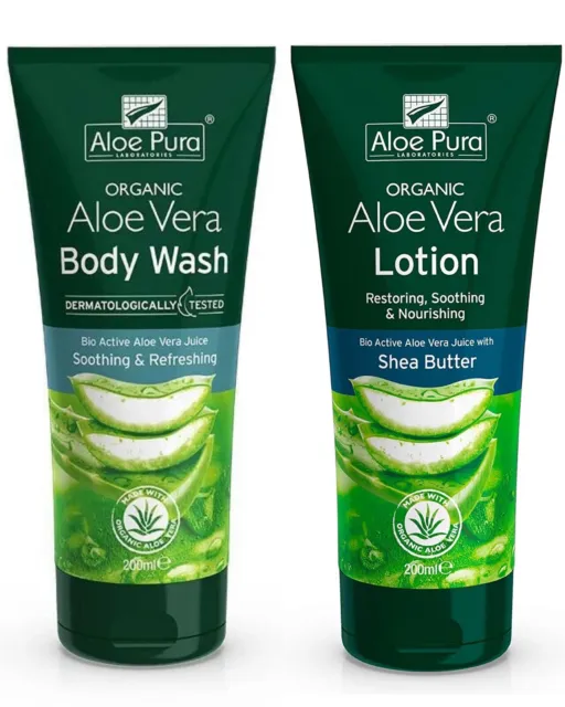 Aloe Pura Organic Aloe Vera - Body Wash 200ml | Body Lotion 200ml