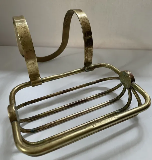 Early 20th C. Antique Brass ClawFoot Bathtub Hanging Soap Dish The Brasscrafters