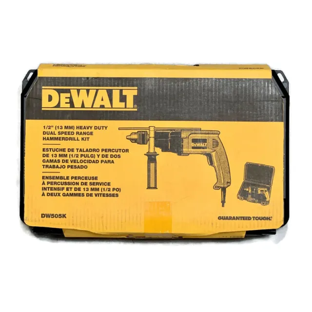 DEWALT DW505K Corded 7.8-Amp 1/2-inch 13mm VSR Dual Range Hammerdrill Kit