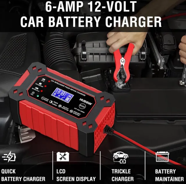 Cargador de bateria LCD inteligente automatico coche,moto,barco,camion, 12V - 6A