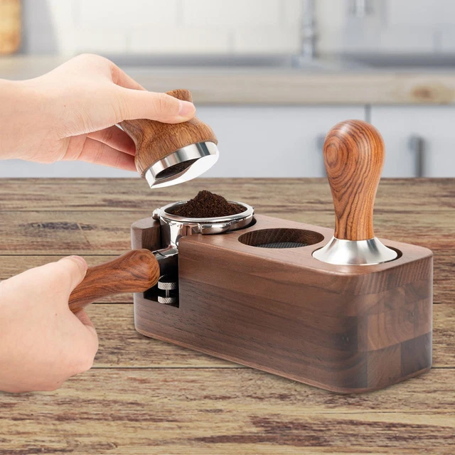 Kaffee-Tamper-Station aus Holz -Kaffeefilter-Tamper-Halter für Kaffeemaschine