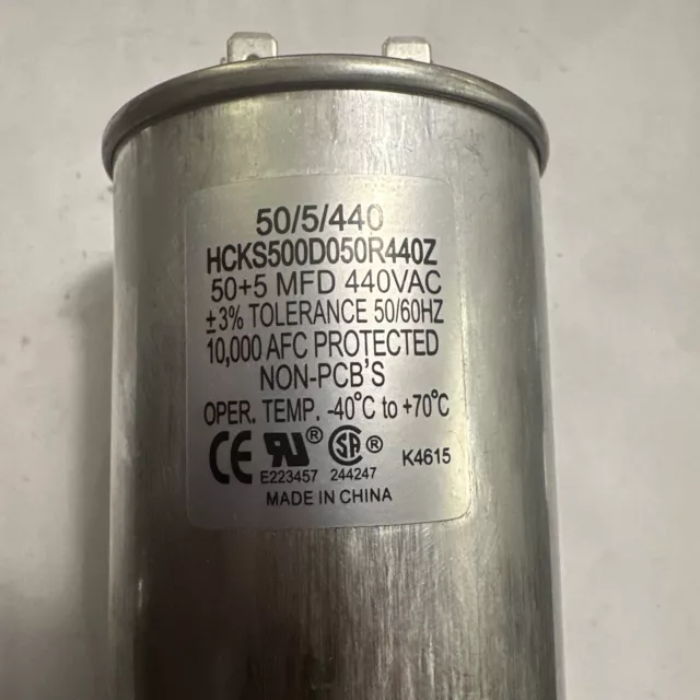 50/5 Mfd 440 Volt HEAVY-DUTY Round Dual Run Capacitor INDUSTRIAL-GRADE NEW hvac