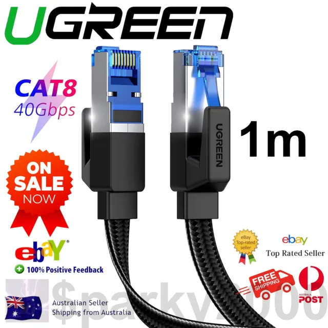 UGREEN CAT 8 Ethernet Cable High Speed 40Gbps 2000MHz Network Cord Braided 1m
